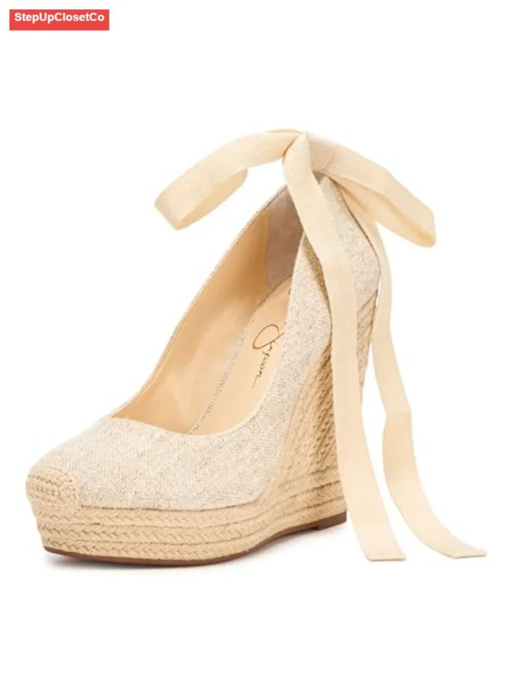 Canvas Espadrille Wedge Sandals with Lace-Up Closure